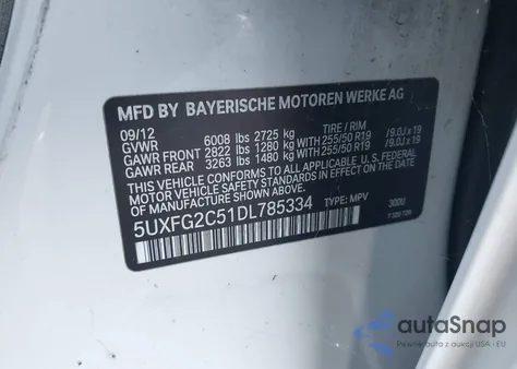 2013 BMW X6 xDrive35I из США, поврежденный, VIN 5UXFG2C51DL785334